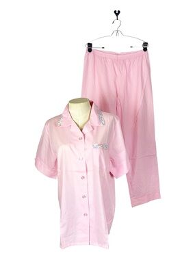 Vintage Pajamas NWOT 2 piece short sleeve long pants size Large 1950s 60s Pink‎